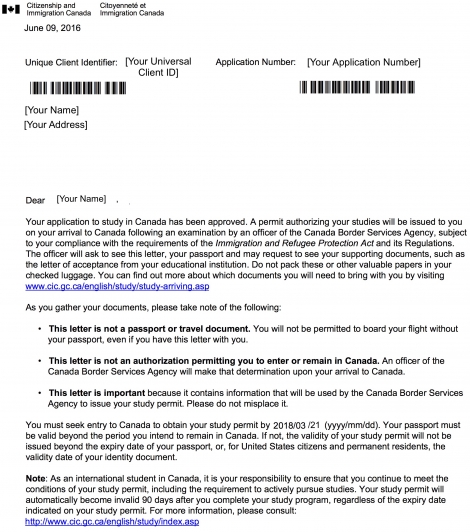 sample cover letter for canada student visa